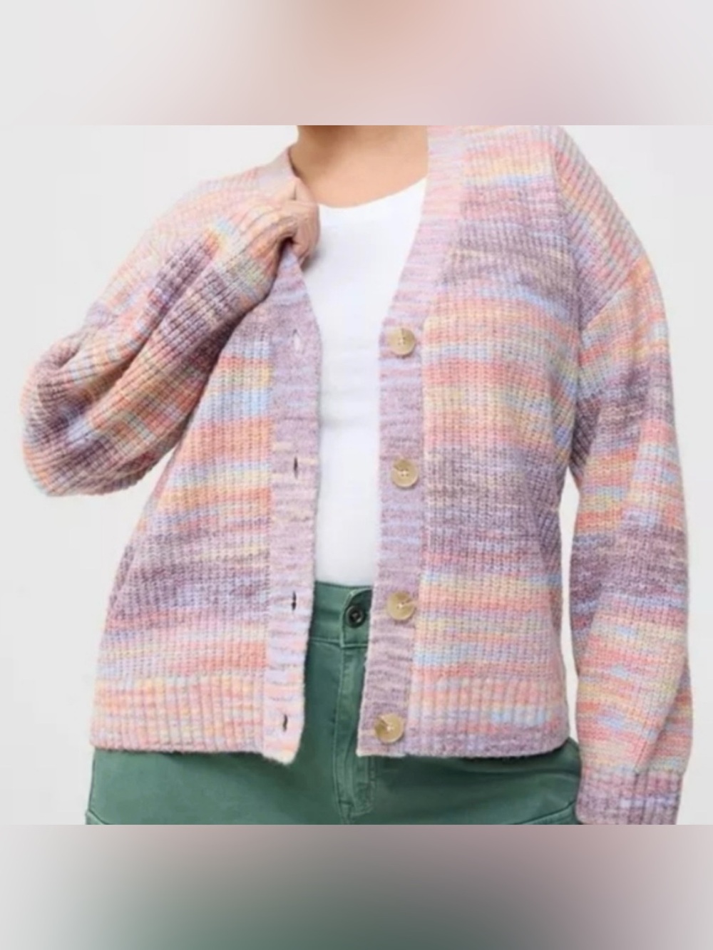 Torrid Multi-Color Space Dye V-Neck Button Down Cardigan Sweater Size 1 / Large